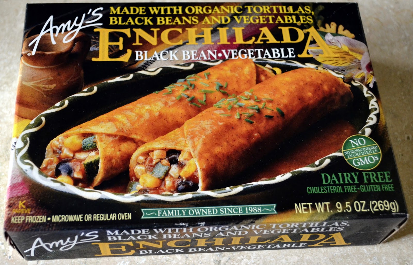 With Kale on Top! Amy's Black Bean & Vegetable Enchilada