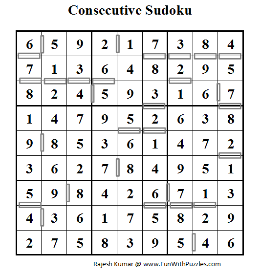 Consecutive Sudoku (Daily Sudoku League #54) Solution