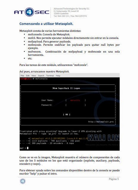 Curso De Metasploit V0 3 At4sec Español Pdf Hacking Land Hack Crack And Pentest