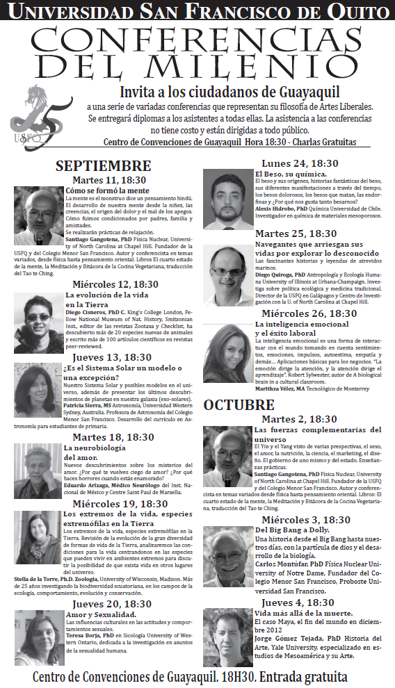Las "Conferencias del Milenio" llegan a Guayaquil en Septiembre 