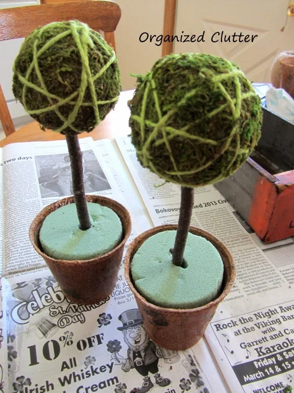 Homemade Topiary with Moss Ball & Peat Pot www.organizedclutterqueen.blogspot.com