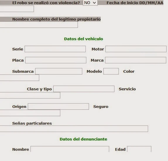 Formato para Denunciar robo de Auto Estado de Mexico Edomex