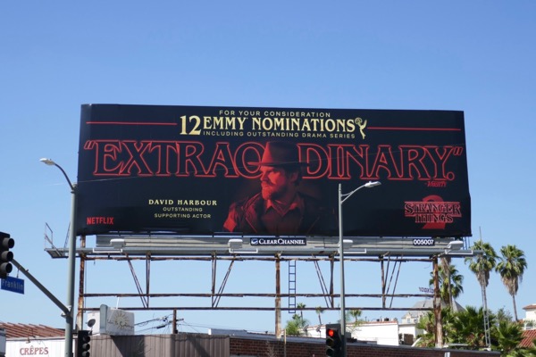 David Harbour Stranger Things 2 Emmy nominee billboard Cahuenga Boulevard David Harbour Stranger Things 2 Emmy nominee billboard