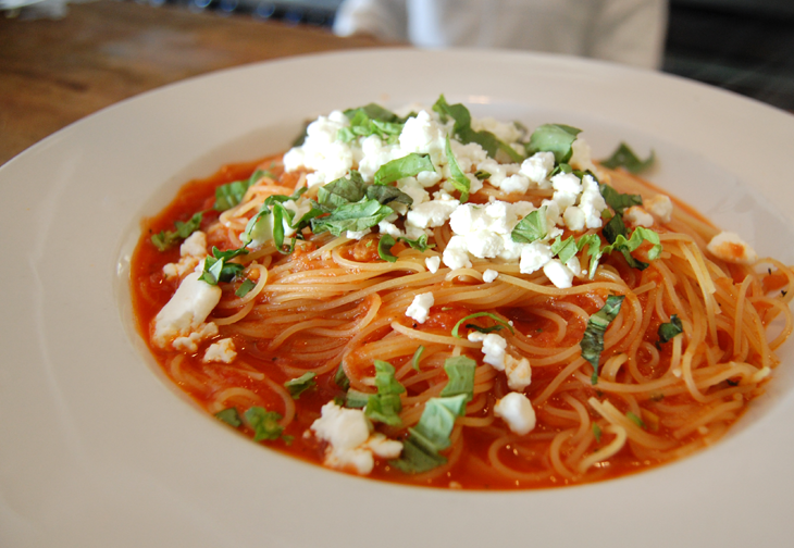 ROSTI TUSCAN KITCHEN: Capellini with Goat Cheese and Marinara Sauce