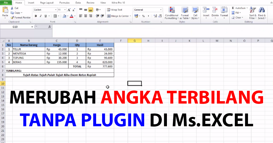 Rumus Excel Menulis Terbilang - Paud Berkarya