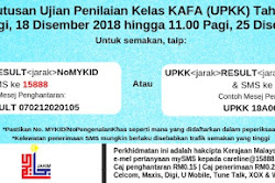 Semakan Keputusan UPKK 2018 Online Dan SMS