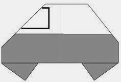 Bước 7: Vẽ cửa kính ô tô để hoàn thành cách xếp xe hơi tuần tra bằng giấy origami đơn giản.