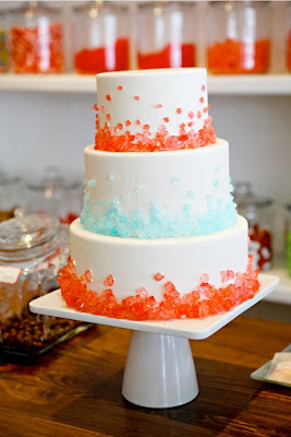 Candy coated wedding cakes