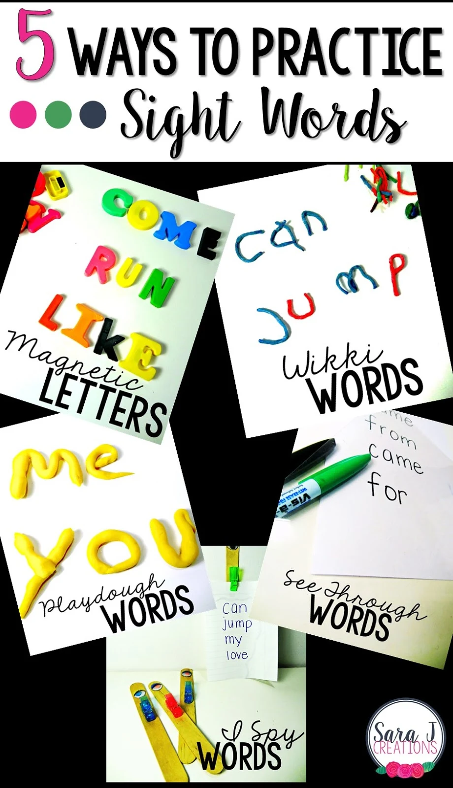 Five ideas for practicing sight words in a hands on fun way! Also includes free printables!