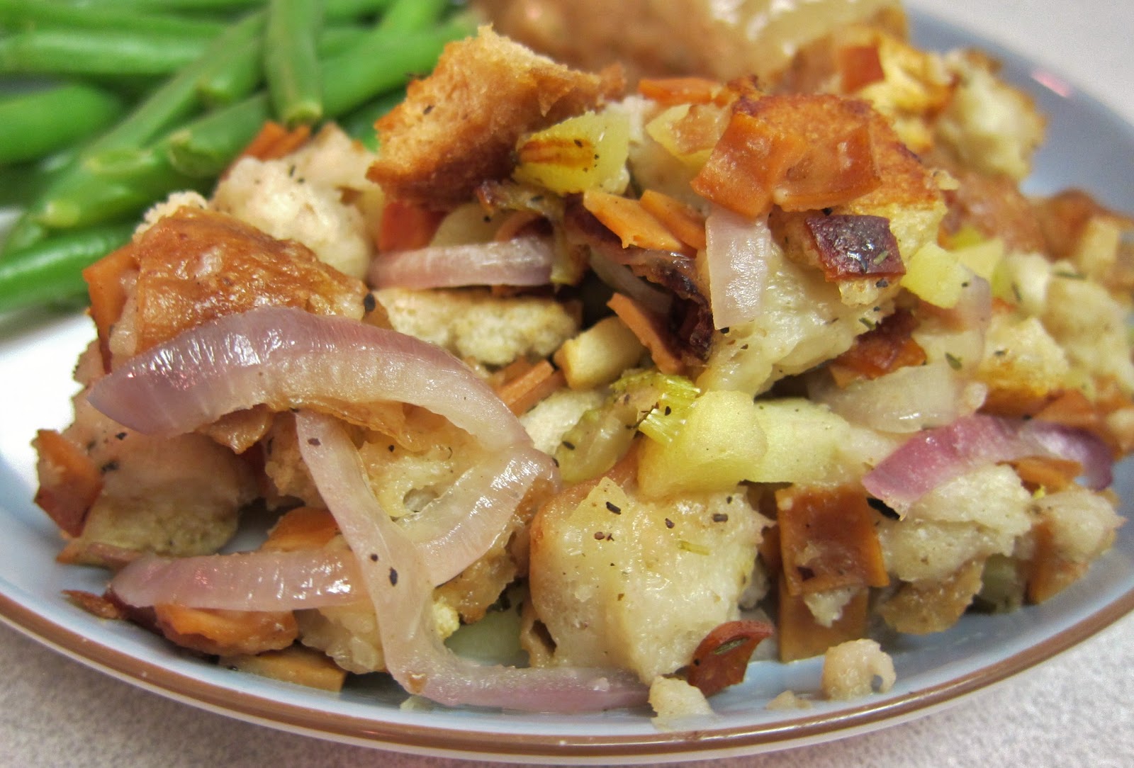 The Vegan Chronicle Sourdough Stuffing with Apples and Ham