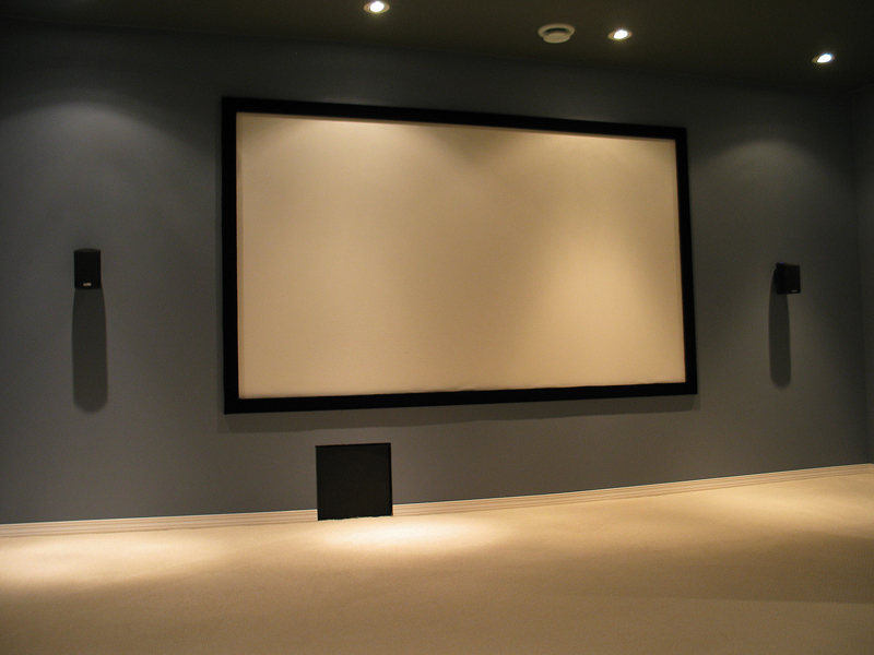 The Basement Reno Projection screen complete