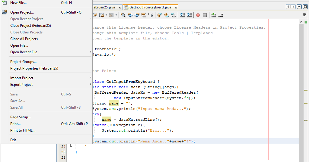 JAVA "Contoh Input BufferedReader & Input JOption Pane