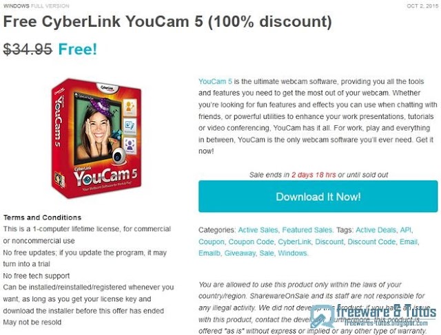 Offre promotionnelle : CyberLink YouCam 5 à nouveau gratuit !