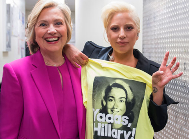 Image result for lady gaga and hillary clinton