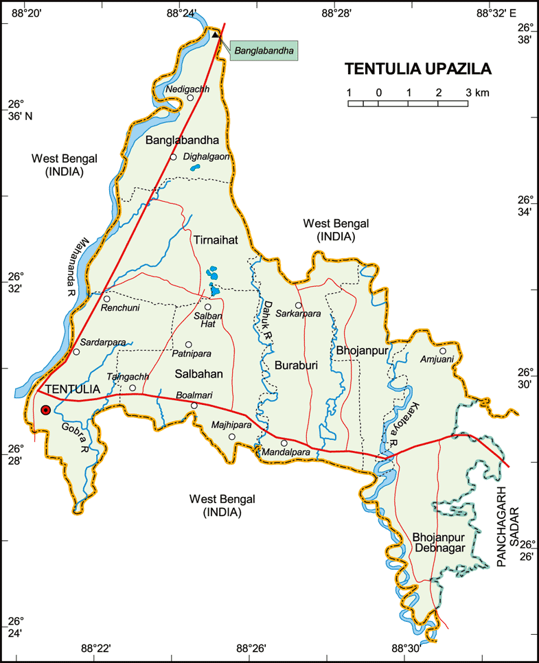 Tentulia Upazila Map Panchagarh District Bangladesh