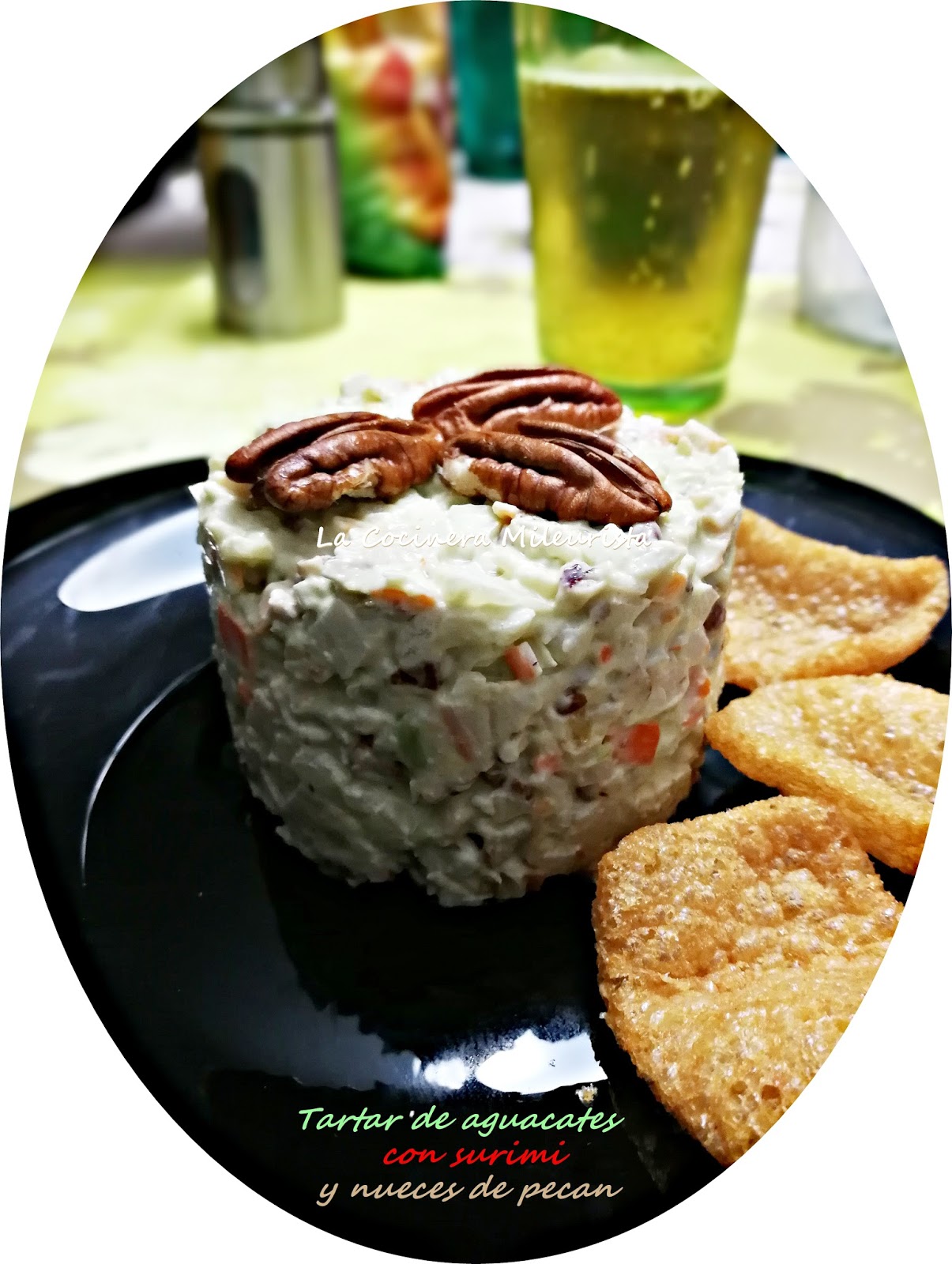 La Cocinera Mileurista Tartar de aguacates con surimi y nueces de pecan