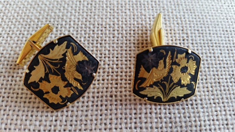 spinki do mankietów retro ze złotymi motywami męskie spinki do mankietów retro vintage unikatow biżuteria netstylistka