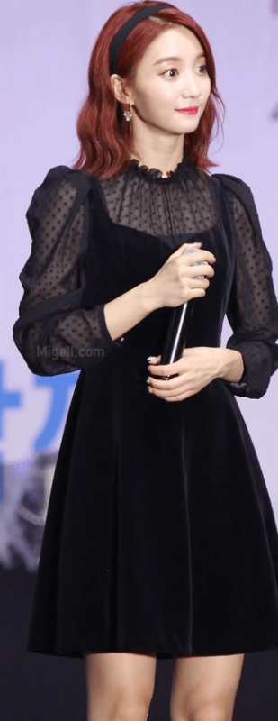 오마이걸 비니 블랙 시스루 원피스