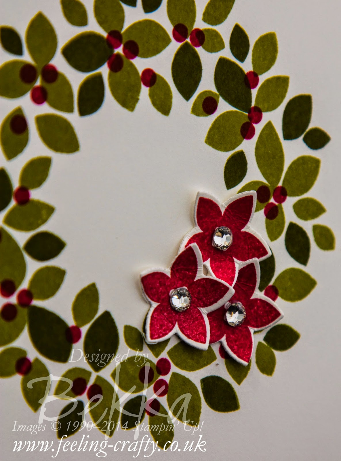 Wondrous Wreath Christmas Card by Stampin' Up! UK Independent Demonstrator Bekka Prideaux - check this blog for lots of great ideas