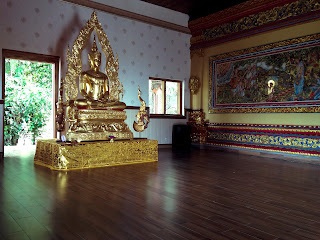 Budha Statue And Wall Relief Of Buddha Story Room Of Brahmavihara Arama Monastery North Bali