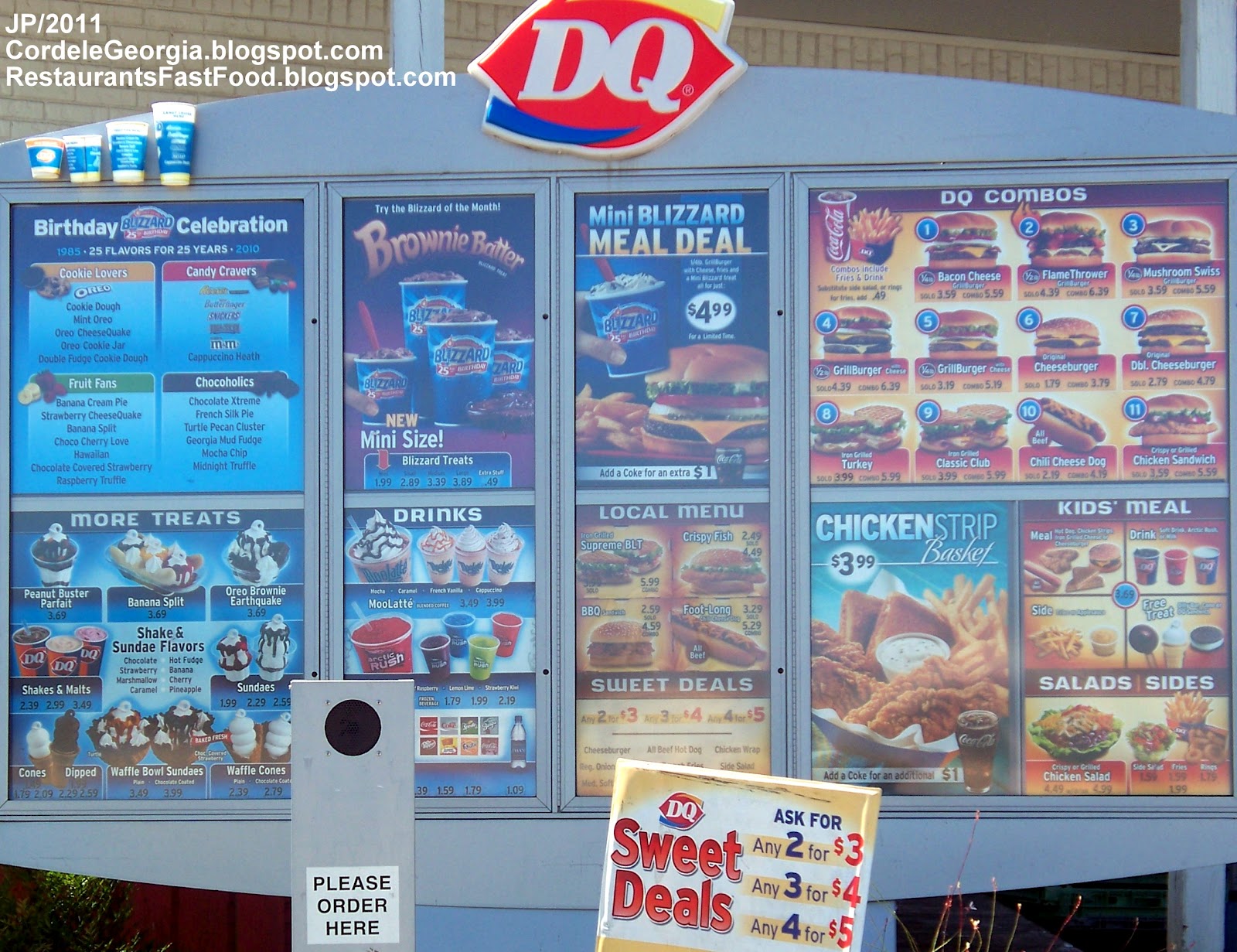 Restaurant Fast Food Menu McDonald's DQ BK Hamburger Pizza Mexican Taco