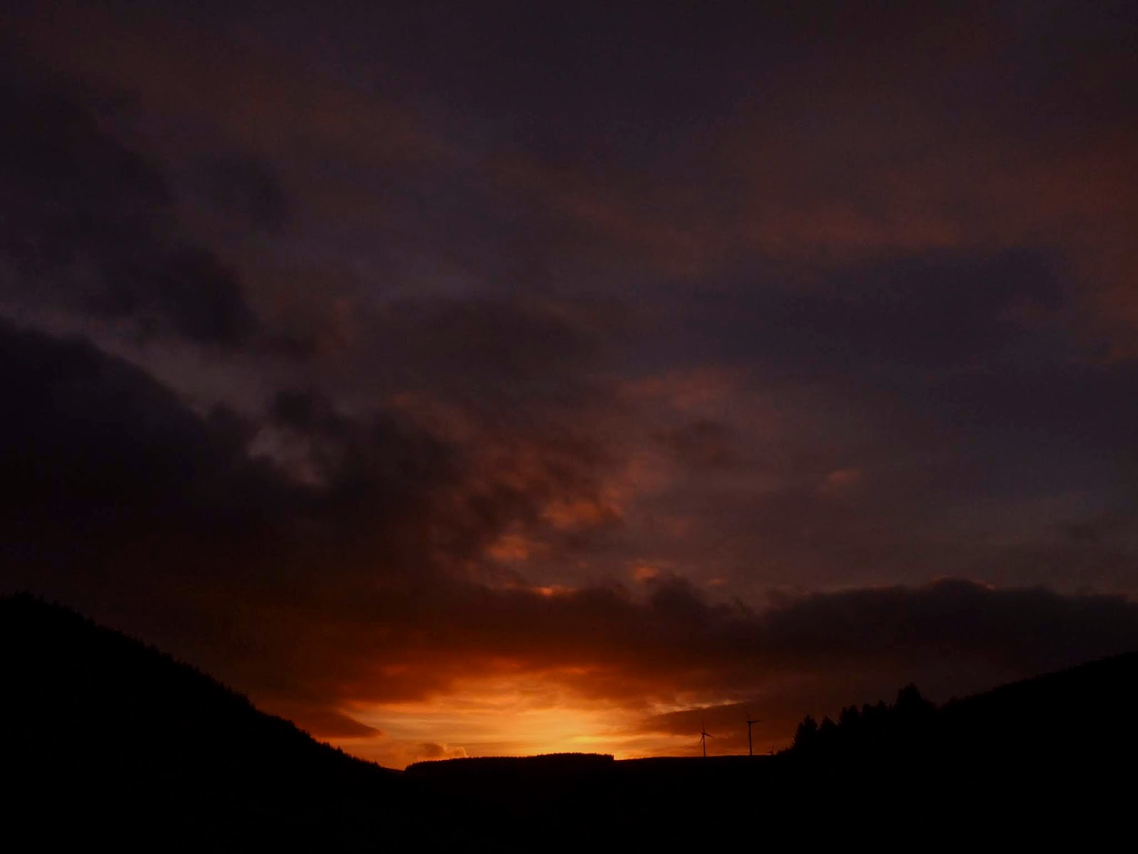 End of a sunset in a valley in North County Cork.