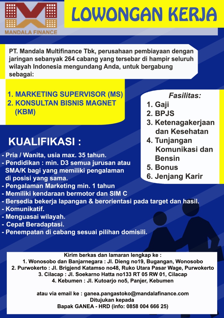 Lowongan Kerja Di Pt Mandala Multifinance Banjarnegara Purwokerto Cilaccap Kebumen Banyumaskarir Com