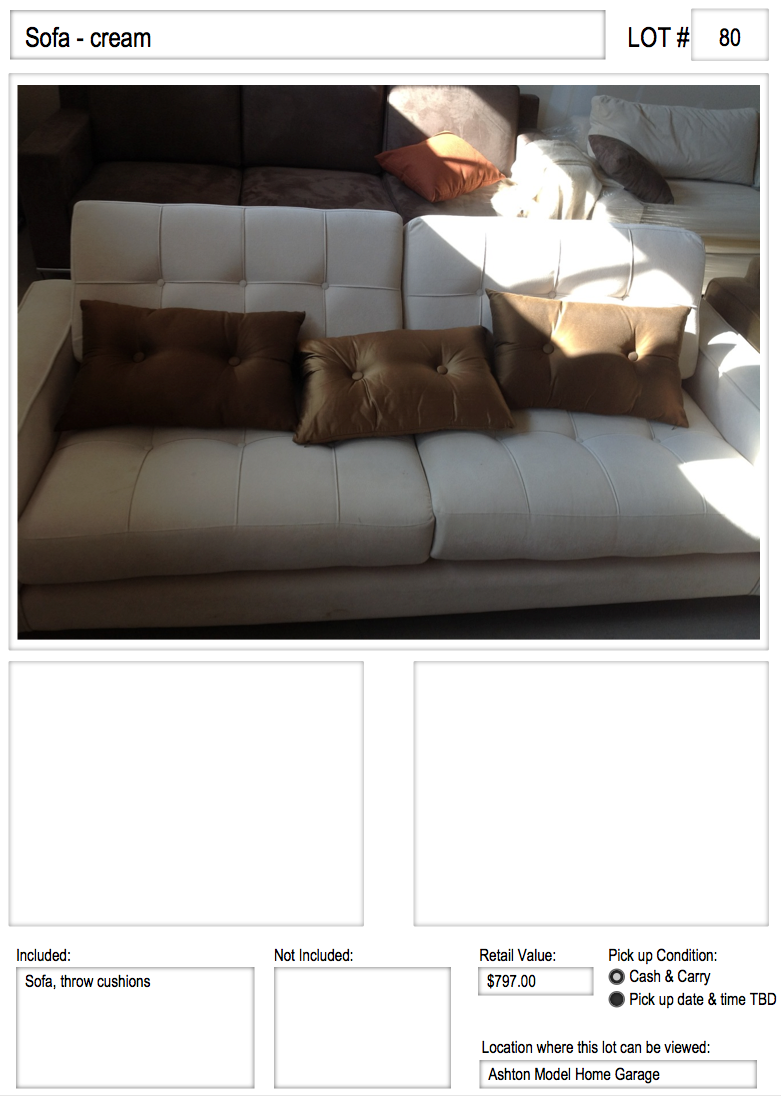 michelle robitaille interiors Model Home Furniture Auction