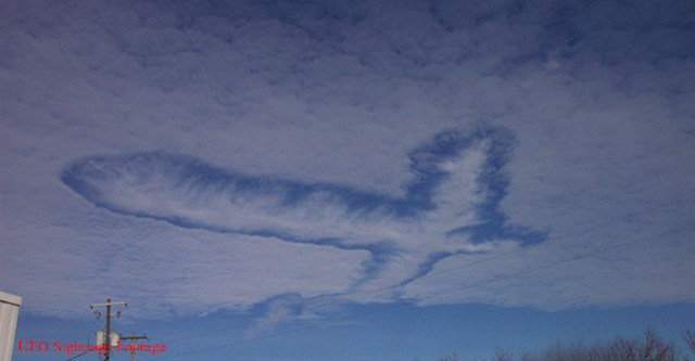A rare cloud formation in the shape of a cross.