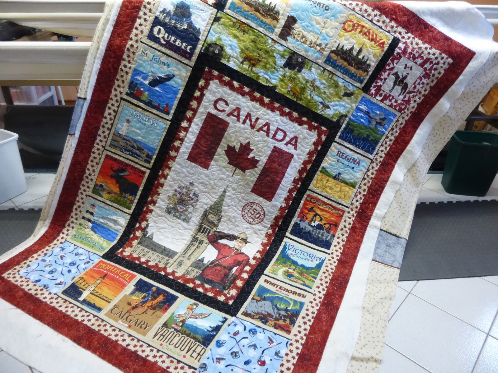 caledonia quilter Canada Quilts, Red Hats in the Rain...rain...rain