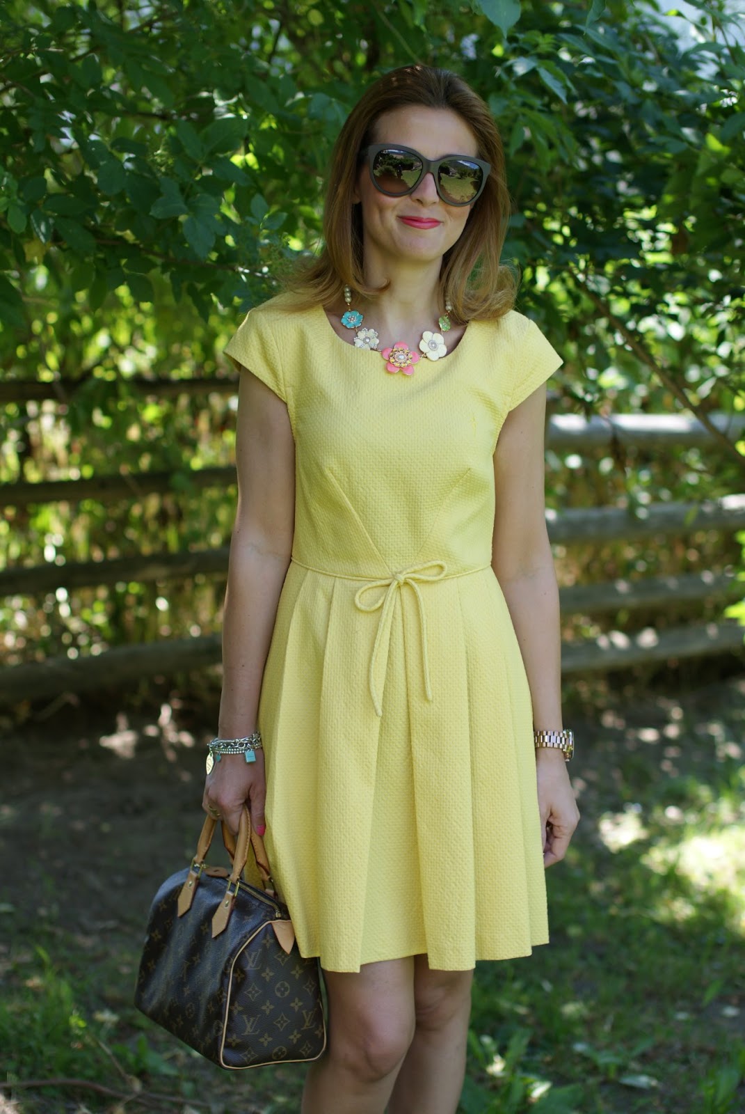 Yellow dress and Louis Vuitton Speedy 25 | Fashion and Cookies - fashion and beauty blog