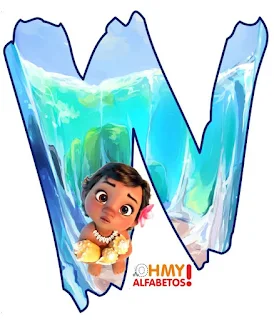 Tierno Alfabeto de Moana Bebé. Moana Baby Free Printable Alphabet.