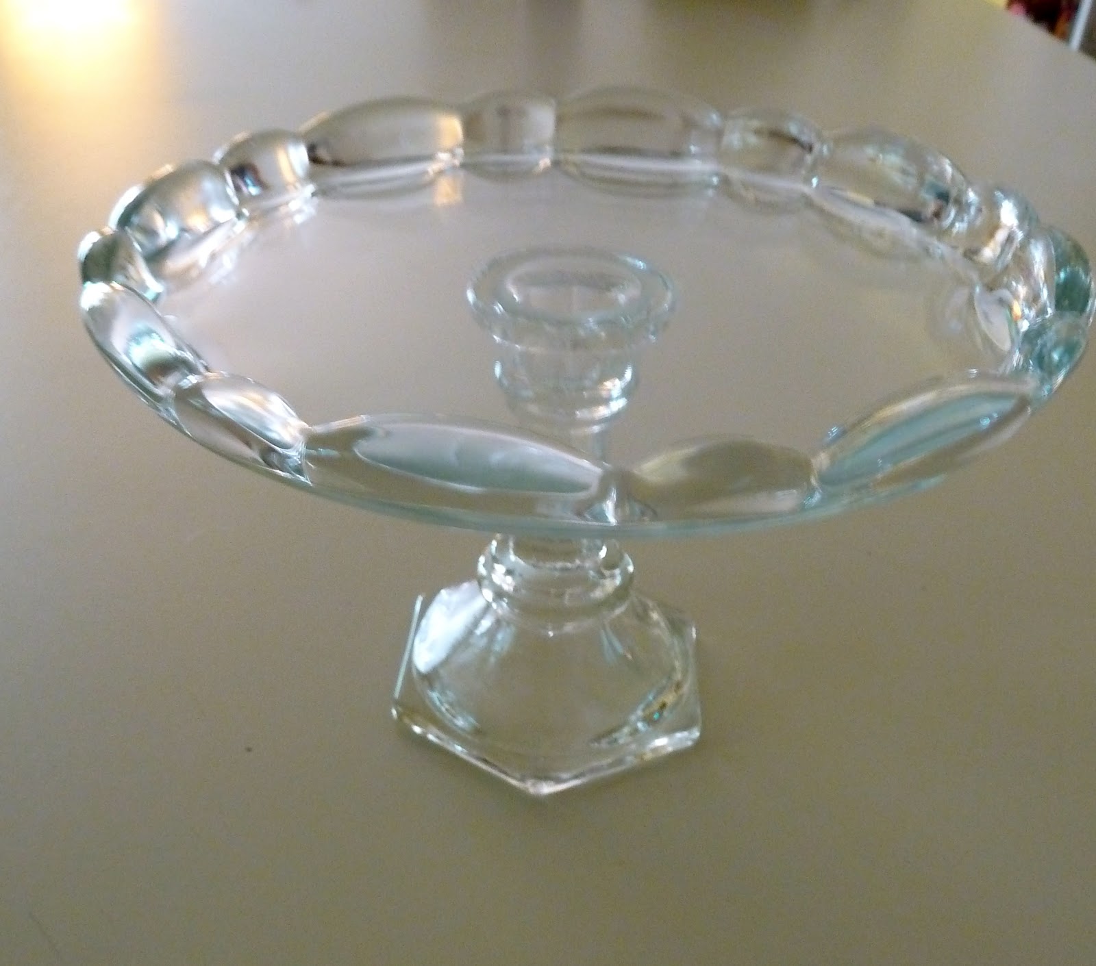 Make it easy crafts: glass plate and candleholder cake stand Make it easy crafts: Glass plate and candleholder cake stand