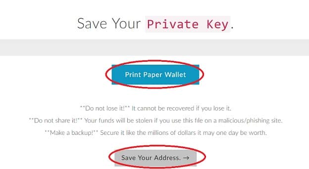 imprimir llave seed myetherwallet monedero billetera configurar billetera monedero o wallet de Elixir ELIX moneda