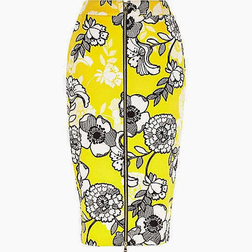 Yellow floral print skirt