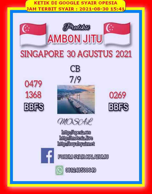 Syair Harian Sgp 30 Agustus 2021 Kode Syair Sgp Hk Sd Motesia