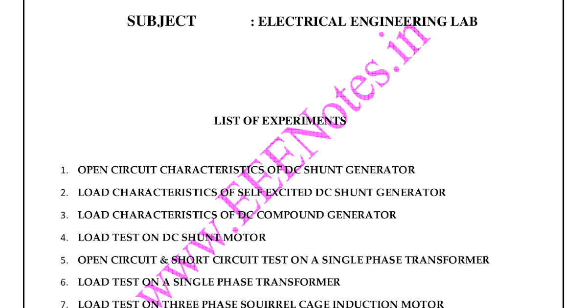 Electrical Engineering Lab Manual Pdf