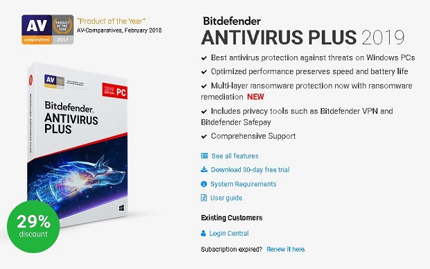 Bitdefender Antivirus Plus 2019
