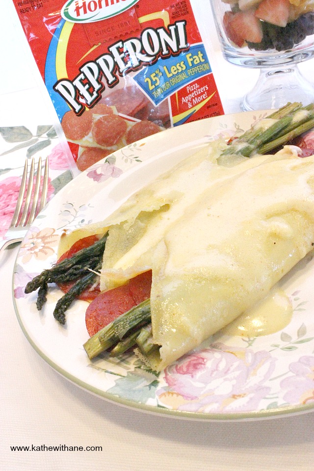 Pepperoni & Asparagus Crepes With Hormel Pepperoni