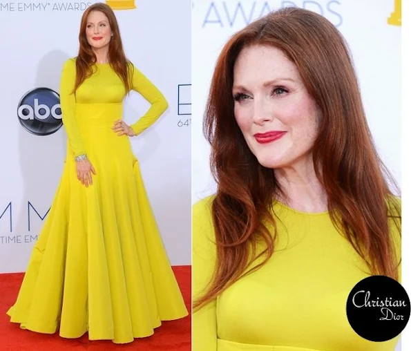 Julianne Moore attended the 2012 Emmy Awards. Actress Julianne Moore wore a Christian Dior gown from Fall 2012 Couture collection.