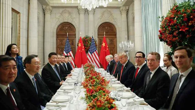 Image Attribute:  U.S. President Trump and Chinese President Xi Jinping met for roughly 2.5 hours at the sidelines of the G-20 2018 summit, longer than anticipated / Source: AP