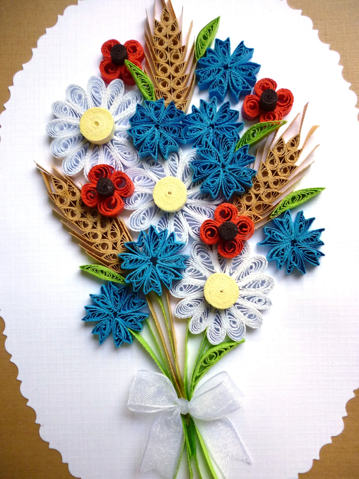 papírvilág virágos üdvözlet quilled flower card