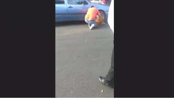 VIDEO: Automovilista se deshace de araña inmovilizadora con un esmeril VIDEO: Automovilista se deshace de araña inmovilizadora con un esmeril