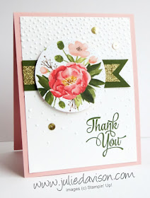 Stampin' Up! Birthday Bouquet Designer Paper Thank You Card with Roses for Spring #stampinup 2016 Occasions Catalog www.juliedavison.com