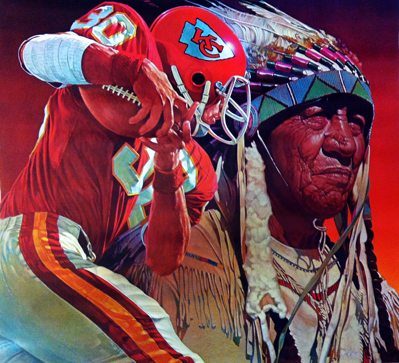 Pro Football Journal Presents NFL Art Kansas City Chiefs by Chuck Ren