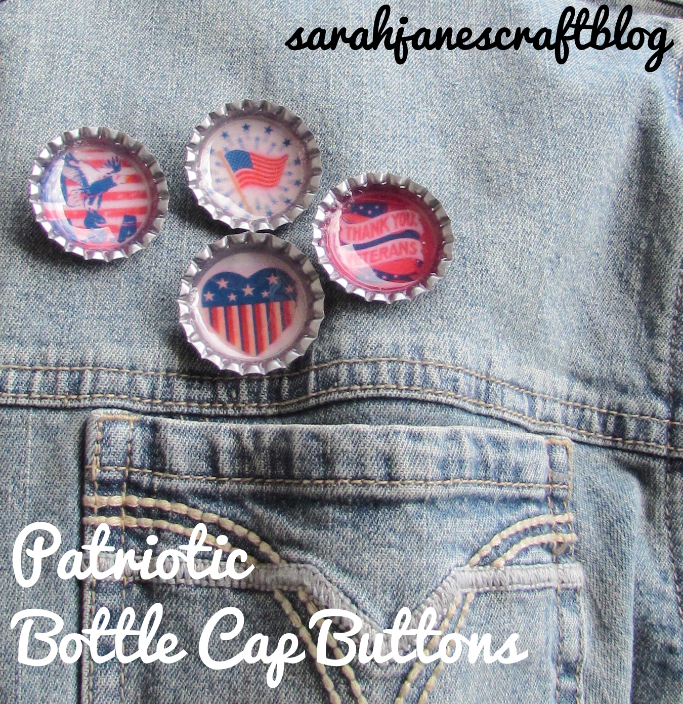 Patriotic Bottle Cap Buttons