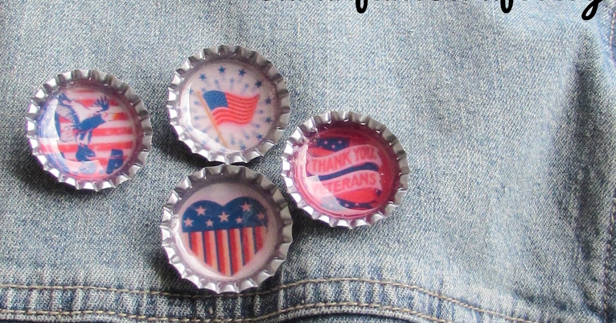 Patriotic Bottle Cap Buttons