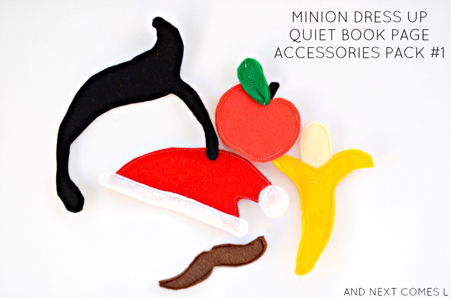 Accessories pack for dress up minion quiet book page {free printable pattern} from And Next Comes L