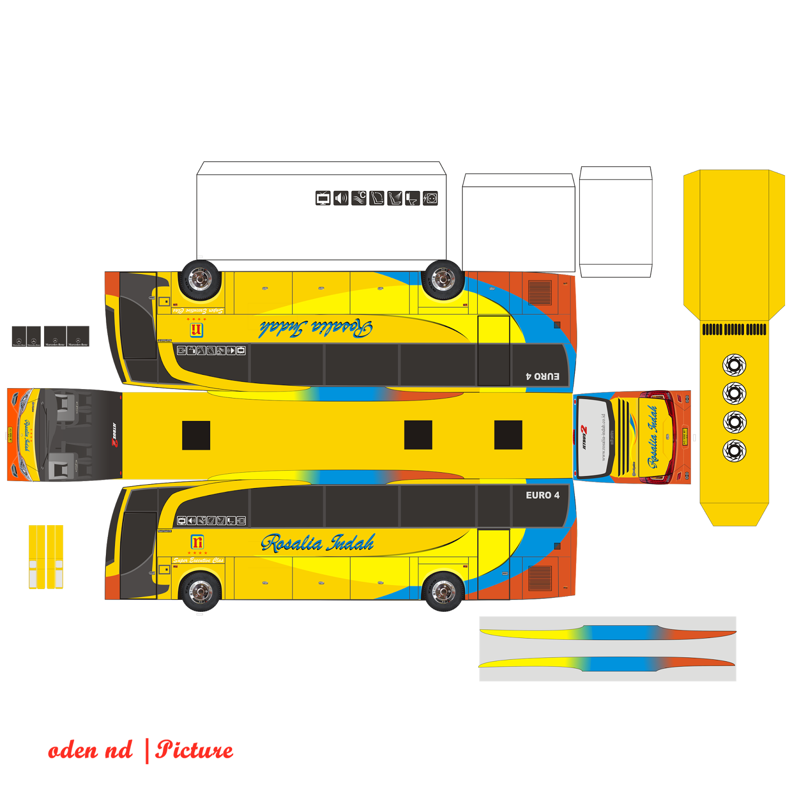 pola miniatur bus dari kardus POLA MINIATUR BUS DARI KARDUS