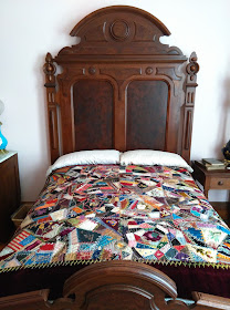 Presidential Quilt on Benjamin Harrison's Bed.